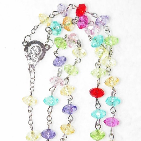 HOST PICK Immaculate Heart of Mary Multicolor Rosary Beads Crucifix with Case - Picture 11 of 13